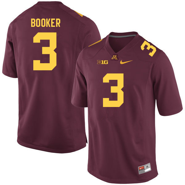 Men #3 Austin Booker Minnesota Golden Gophers College Football Jerseys Sale-Maroon